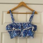 Lilly Pulitzer  Gretna Linen Crop Top size 8 blue bird is the world Photo 1