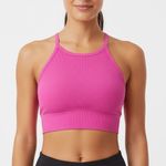 Free People  Ribbed Racerback Crop Tank Top Magenta M L Photo 0