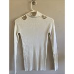 Jac Parker Ivory Cream Ribbed Cut Out Mock Neck Sweater Shirt Women Small/Medium Photo 1