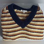 Madewell  Striped V-Neck Sweater - Black and Tan Photo 4