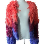 Nasty Gal Shaggy Open Cardigan Rainbow Jacket Size Small Designer Avangard Photo 0