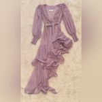 Elliatt NEW  Louise high low belted Ruffle lilac Gown Sz L Photo 4