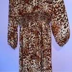 Ashley Stewart NEW Size 22/24 Maxi Dress Leopard Print Long Sleeve Lace Up Photo 7