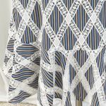 Sandro  Womens US 4 Illa Midi Dress Striped Lace Cold‎ Ruffle Shoulder Blue White Photo 4