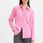Levi's Levi’s Women’s Pink Silky Button Down Longsleeve Shirt XS Photo 0