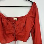 PacSun NWT /La Hearts Lace Up Long Sleeve Rust Boho Crop Top Size Medium Photo 5