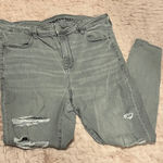 American Eagle Light Gray Next Level Stretch Ripped Jegging Short Jeans Photo 0