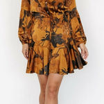 Baltic Born  Venice Cooper Gold Floral Long Sleeve Short Dress Photo 0