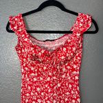 Papaya  Red & White Floral Ruched Mini Dress - Size Medium Photo 3