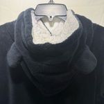 Elegant Black Fleece Hoodie with Pom Photo 2