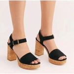 Free People  Brooke Platform Sandal Heels Black Suede Size 37 Photo 0