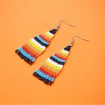 1 Pair Of Bohemian Native American Style Ethnic Glass‎ Beaded Earrings Photo 2