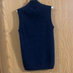 Philosophy  Cashmere Ribbed Navy Mock Neck Sleeveless‎ Sweater Small Photo 5