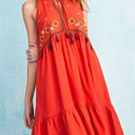 easel  orange Midi Dress with Yellow Accents tassels NWT Photo 2