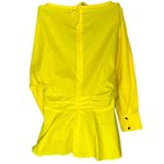 Proenza Schouler White Label Women's 8 Poplin V-Neck Top Bright Yellow Peplum Photo 6