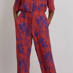 The Kit Issa Jumpsuit in Ecovero Viscose Crepe Orange Complication Print Small Photo 0
