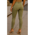 Free People  Distressed Skinny Jeans Olive Green Sz 27 Streetwear Indie Boho Arts Photo 1