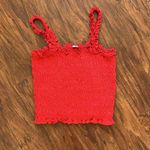 Old Navy Red Smocked Ruffled Tank Top Photo 0