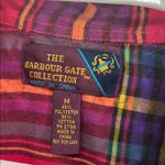 Pink Blue plaid Button Down flannel Shirt M women’s colorful casual fall bright Size M Photo 3