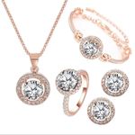 4Pcs for $20 in my store‼️ Diamond Alloy necklace ring bracelet ring rose gold Pink Photo 4