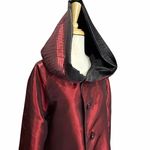 Ubu Reversible Parisian Opera Raincoat Small Black Red iridescent Pleated Hooded Photo 8