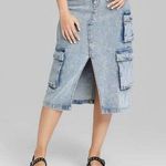 Wild Fable Women's  Denim Midi Cargo Skirt Medium Denim Wash Size XXS Photo 0