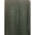 Women's Open Knit Long Cardigan Sweater Embroidered Size Medium Dark Green Wool Photo 4