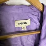 L'Agence L’AGENCE Purple Satin Button-Up Blouse Women’s Size Medium Photo 3