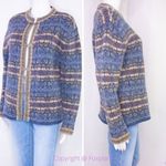 Cambridge Dry Goods vintage 100% wool fair isle cardigan sweater, M Blue Size M Photo 14