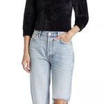 Free People  Black Cropped Fuzzy Pullover Moonbeam Sweater, Small petite Photo 2
