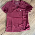 FIGS Burgundy Catarina One-Pocket Scrub Top Photo 3