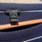J.Crew Women’s Navy Blue Sparkly Silver Striped Stretchy T Shirt Size XXL Photo 4