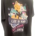 Cat Graphic Tee “Life is Hard. Get more cats” gray soft cotton side large Photo 3