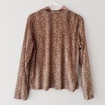 Studio Works  Women's Animal Print Soft Velour Long Sleeve Turtleneck Top Size L Photo 1