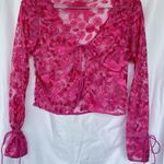 STAUD Destiny Embroidered Cardigan Bow Sheer Blossom Garden Party Women’s XS Pink Photo 0