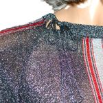 Vintage Cotillion Silver Metallic Striped Blouse M Photo 1