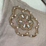 Handmade Linen  Floral Beads Embroidery Aprox L Photo 9