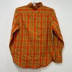 Tizzie Womens Shirt Small Orange Plaid‎ Button Front Ruffle Cotton Long Sleeve Photo 3