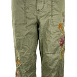 Driftwood  Womens Green Floral Embroidered High Rise Straight Denim Jeans Size XL Photo 0