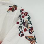 ZARA  Womens Boho Festival Floral Butterfly Embroidered Blouse Top Size XS White Photo 7