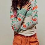 Free People We The Free Cherry Cola Swit Cuff Thermal Hoodie Sweater Photo 0