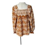 Happy X Nature Kate Hudson Misty Floral Print Top Size XL Brown Photo 3