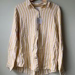 Sigrid Olsen Striped Yellow & White Long Sleeve Button-Up Shirt  Womens‎ L Photo 0