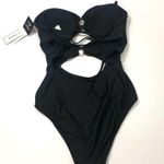 Hula Honey BLACK Ribbed One-Piece Swimsuit Photo 5
