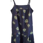Loft NWT Beach Gauze Tiered Palm Tree Tie Strap Swing Dress Blue Size Large Photo 3