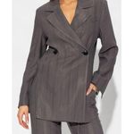Ganni Drapey Cut Out Double Breasted Blazer Gray Womens Size 32 US XS Photo 0