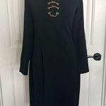 Thalia Sodi Black Sheath Dress with Long Sleeves and Asymmetrical Neckline Photo 0
