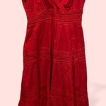 Coldwater Creek Cute distressed cherry ruffle lady in red faux wrap front tiered maxi dress Photo 0