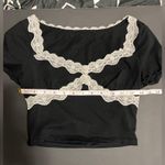 Scoop Neck Little Black Lace Trim Crop Too Tee Women’s T Photo 5