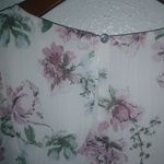 Olivaceous  S Soft Floral Pink Green on White Bubble Hem Top Photo 1